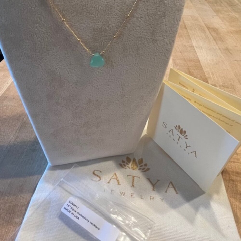 Satya Aqua Chalcedony Gold Necklace – new with tags. - Picture 4 of 4